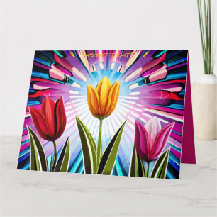 Cartão Trio de Tulipas: Um Burst de Beleza Springtime
