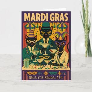 Cartão Trio do Clube de Martini do Gato Preto do Mardi Gr