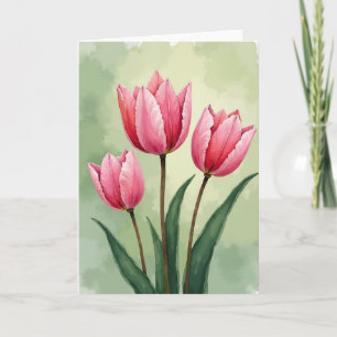 Cartão Trio Floral em Aquarela
