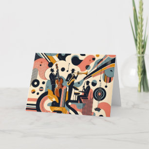 Cartão Trio Psicodélico da Idade do meio século Jazz