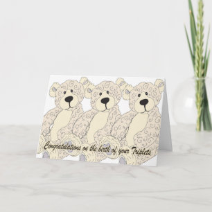 Cartão Triplets Congratulations Teddy Bear in creams