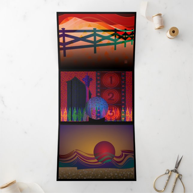 Cartão Triplo Céu Vermelho (Dentro)