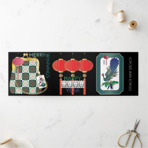 Cartão triplo de férias Mah Jongg