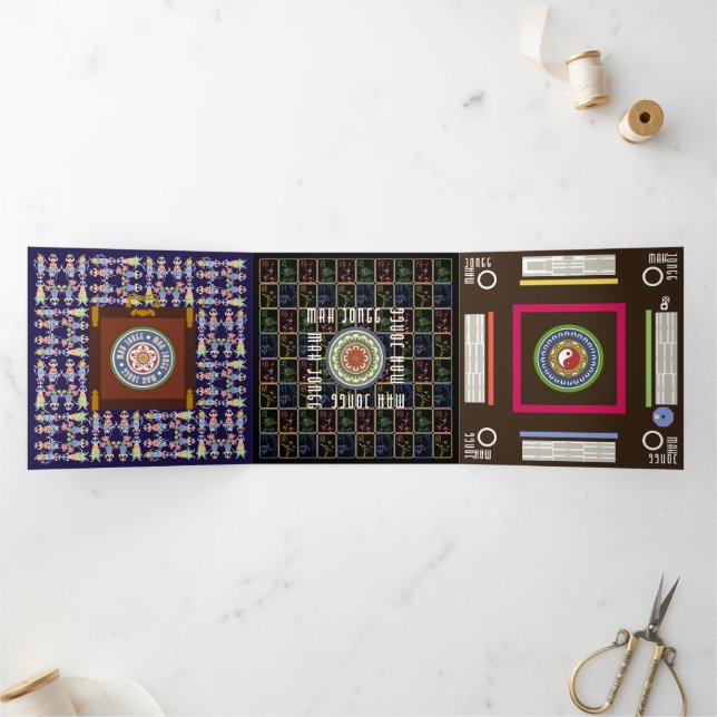 Cartão triplo Mah Jongg Squares (Dentro)