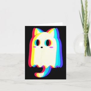 Cartão Trippy Vaporwave Fantasma Gato Halloween Techno Ra
