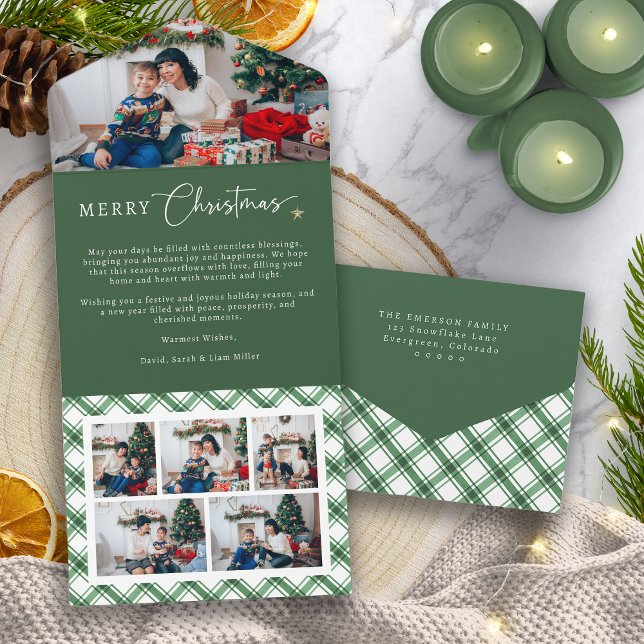 Cartão Triptóico Natal Verde (Green Christmas Trifold Card
)