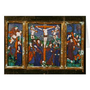 Cartão Triptych que descreve a crucificação, Limousin