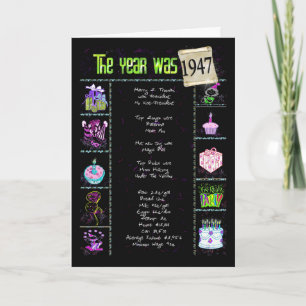 Cartão Trivia da Diversão de Aniversário de 1947