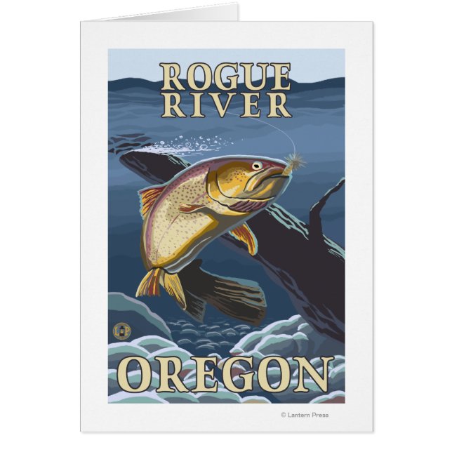 Cartão Troço De Pesca De Trutas - Rio Rogue, (Frente)
