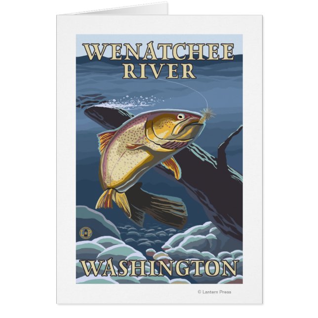 Cartão Troço de pesca de trutas - Wenatchee River, W (Frente)