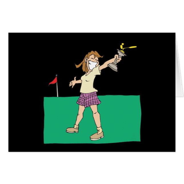 Cartão Troféu do golfe das mulheres (Frente Horizontal)