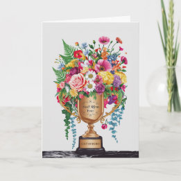 Cartão Troféu Floral de Dia de as mães Feliz Personalizáv
