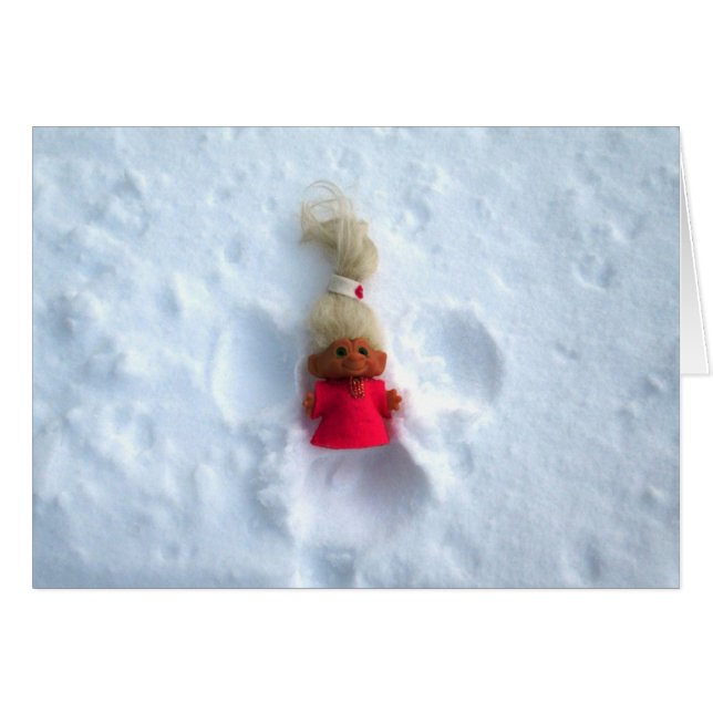Cartão Troll Anjo de Neve (Frente Horizontal)