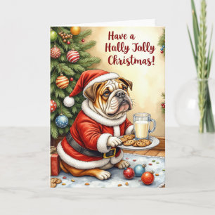 Cartão Trollagem de Natal do Bulldog Piada de Férias Cach