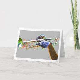 Cartão Trompete Destacado Em Cores Psicodélicas