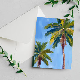 Cartão Tropical Aquarela Palmeiras