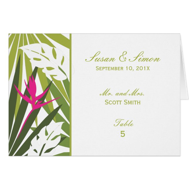 Cartão tropical da barraca/mesa do casamento (Frente horizontal)