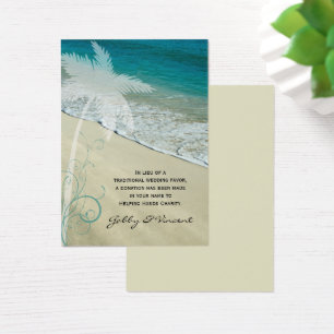 Cartão tropical do favor da caridade do casamento