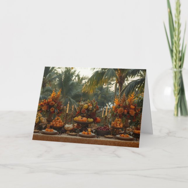 Cartão 🍂 Tropical Harvest Feast – Thanksgiving Card (Frente)