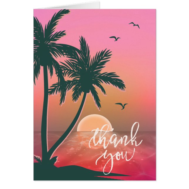 Cartão Tropical Isle Sunrise Obrigado Pink ID581 (Frente)
