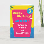 Cartão Tropical Pool Party Child Age Personalize<br><div class="desc">Tropical Red Blue Customize  Pool Party Birthday Card for that Pool Party theme party for Children. Personalize it for your Child.</div>