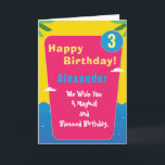 Cartão Tropical Pool Party Child Age Personalize<br><div class="desc">Tropical Red Blue Customize  Pool Party Birthday Card for that Pool Party theme party for Children. Personalize it for your Child.</div>