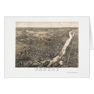 Cartão Troy, mapa panorâmico de NY - 1881