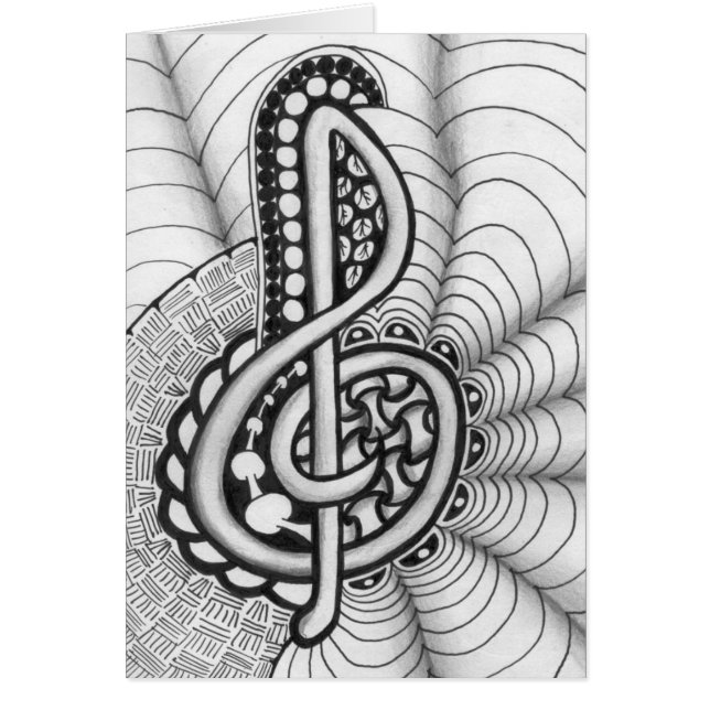 Cartão Truble Clef Music Doodle (Frente)