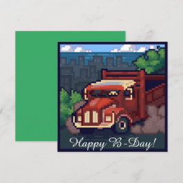 Cartão Truck, vrachtwagen, happy b-day pixel art, 