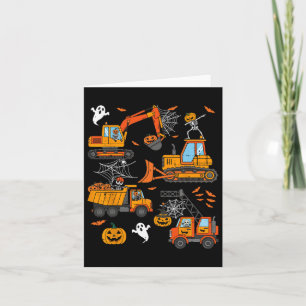 Cartão Trucks de Construção Spooky Garotos do Dia das Bru