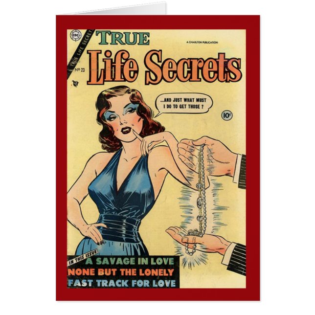 Cartão "True Life Secret" - Placa de Cobrir de Comic Vint (Frente)