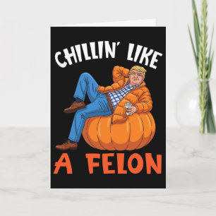 Cartão Trump Bebe Café No Abóbora Relaxando Como Um Crimi