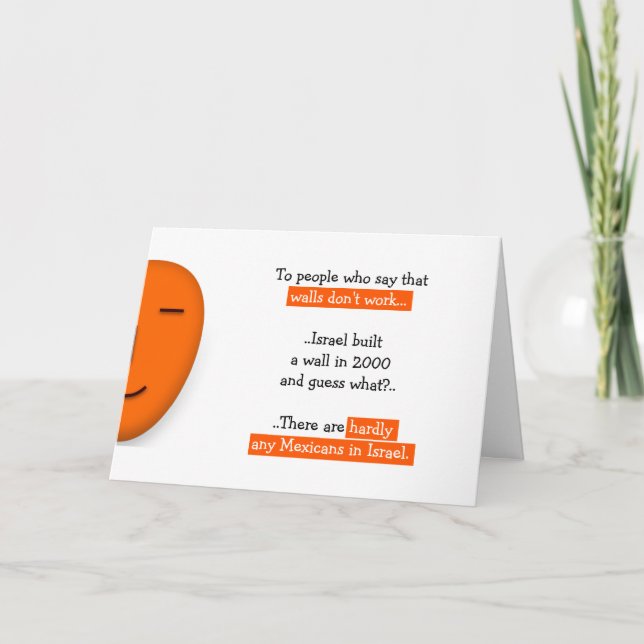 Cartão Trump Encerra Muro Mexicanos e Israel Humor (Frente)