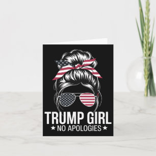 Cartão Trump Girl Messaging Bun American Flag Sungles Pat