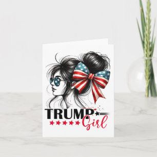 Cartão Trump Girl Messy Bun Sungles Trump 2024 Usa Flag