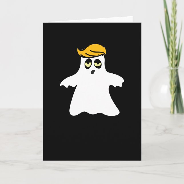 Cartão Trump Hair Ghost Halloween Costume Cute Hilariary (Frente)