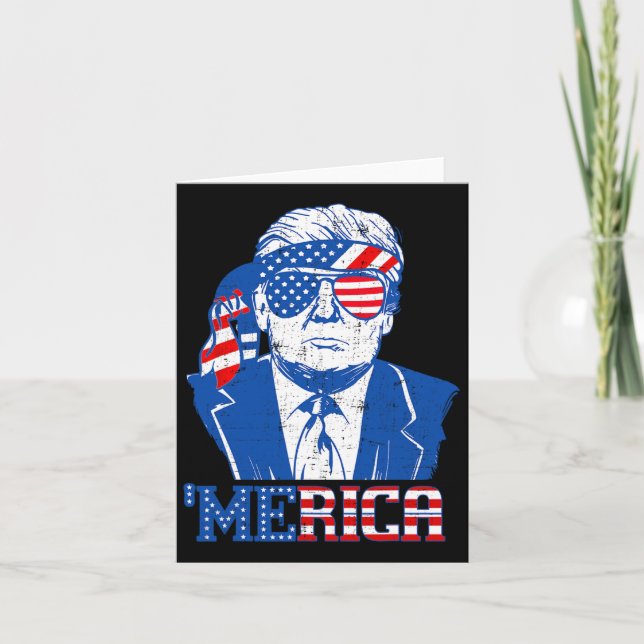 Cartão Trump Happy 4 De Julho Trump American Flag (Frente)