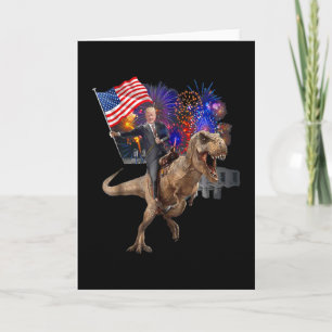 Cartão Trump Montado Em Um Dinossauro T-rex Apoiador Trum