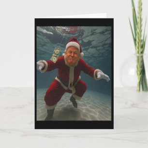 Cartão Trump Santa Piscina Espírito de Natal Nota de Dóla
