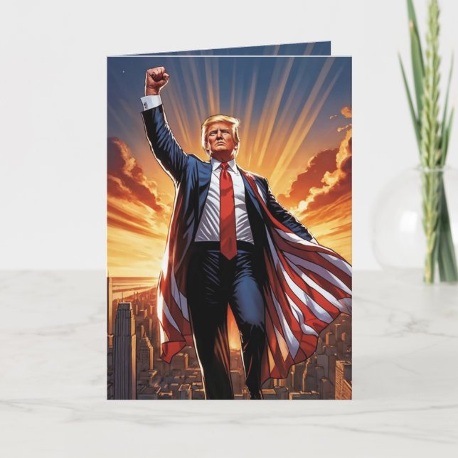 Cartão "Trump the American Super Heroi Greeting Card" (Frente)