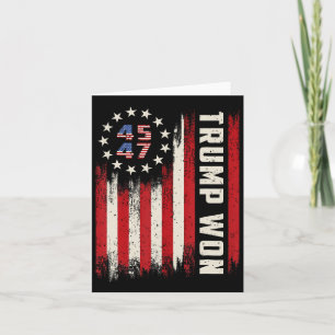Cartão Trump Venceu 2024 45 47º Presidente Bandeira EUA 