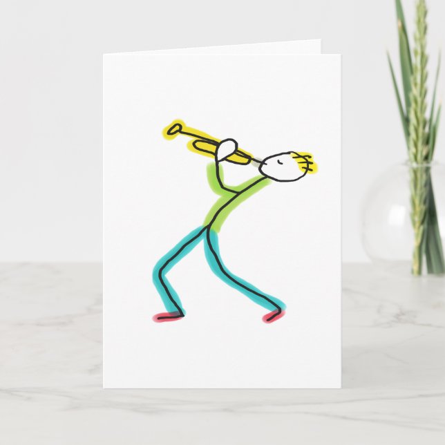 Cartão Trumpet Playing Stickman (Frente)