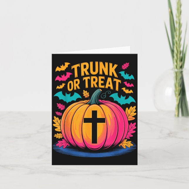 Cartão Trunk Or Treat Halloween Costume Christian Pumpkin (Frente)