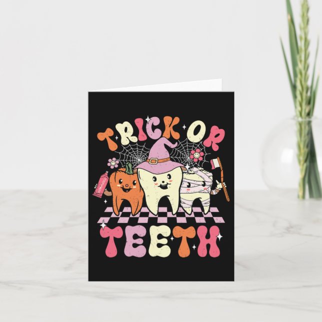 Cartão Truque Engraçado Ou Dentes Halloween Habilita Dent (Frente)