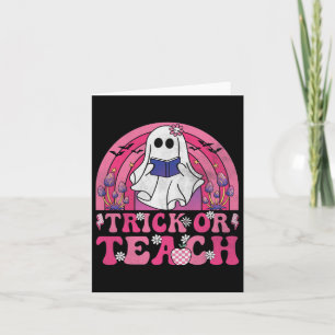 Cartão Truque Ou Ensino Raio De Halloween Retro Boo Ghost