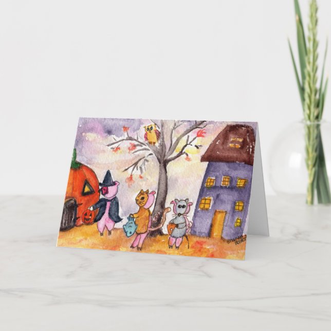 Cartão Truque ou tratamento de leitões (Frente)