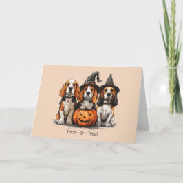 Cartão Truque Ou Tratar Cães De Beagle Halloween