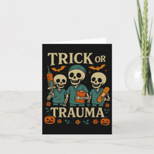 Cartão Truque Ou Trauma Esqueleto De Pumpkin No Halloween
