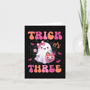 Cartão Truque Ou Três Halloween, 3 Anos, Fantasma Birthda