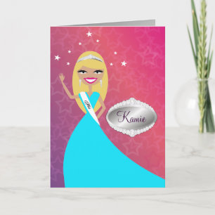 Cartão TT-Miss Beauty Princess Blonde Congratz Card